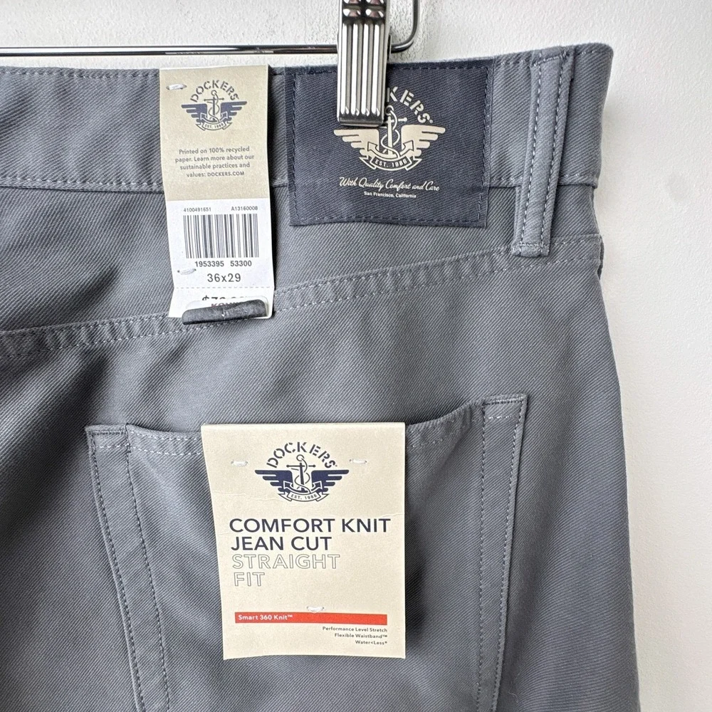 Dockers‎ Comfort Knit Jean Cut Pants Mens 36x29 Grey Straight Fit Smart 360 - Picture 3 of 13